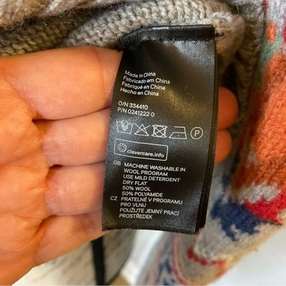 H&M LOGG Sweater Fair Isle Crew Neck Sweater Gray Blue Orange S - Picture 7 of 16